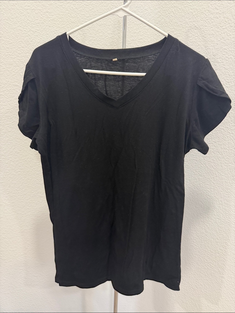 Women's Black V-Neck Short Sleeve Tee
